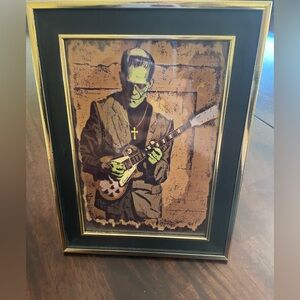 Framed Guitarist Art Print